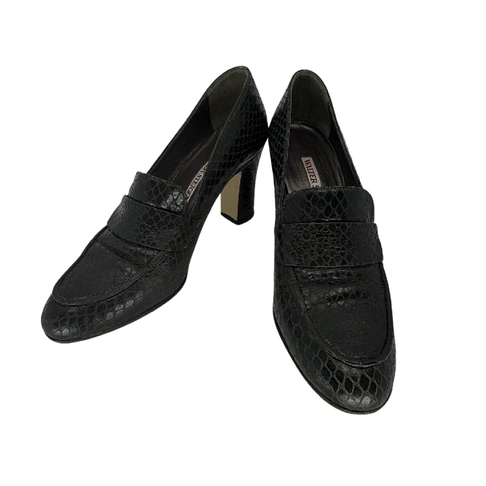 Walter Steiger Penny Loafer Black Snakeskin 8.5 Pump